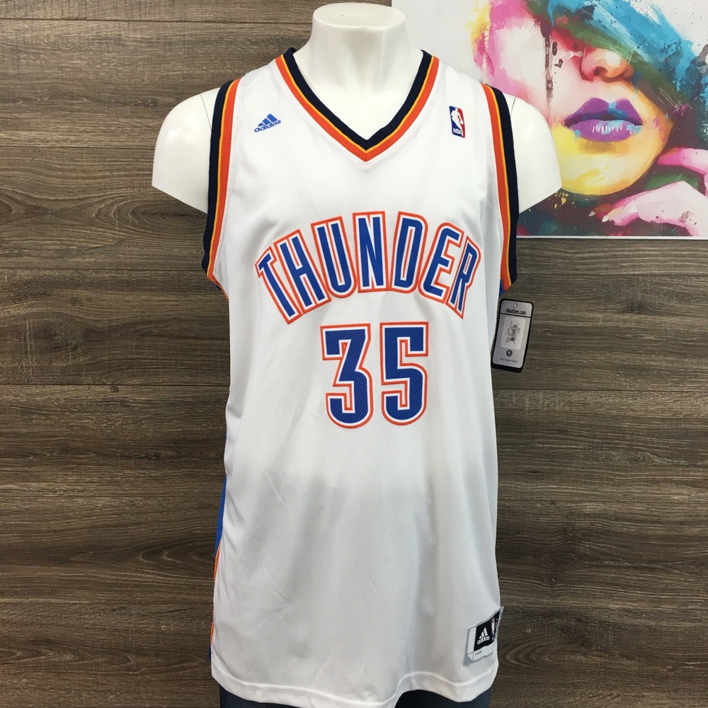 NEW! Adidas Kevin Durant OKC Thunder Swingman Jersey‎ White Blue Orange 7912A XL